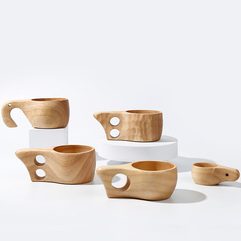 Wooden Mug with Rubber Wood Handle - Minimalist Drinkware