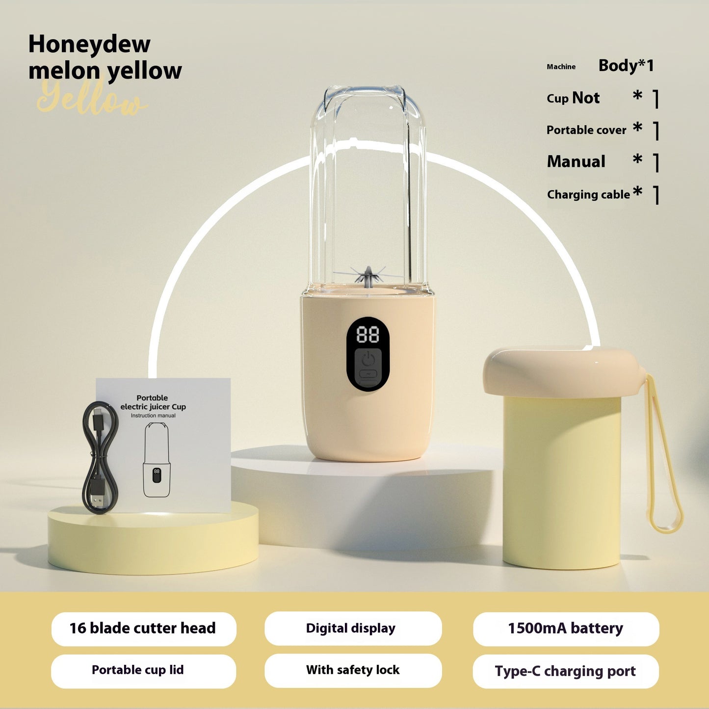 Portable Juice Extractor with USB Charging 500ml Outdoor Kitchen Tool