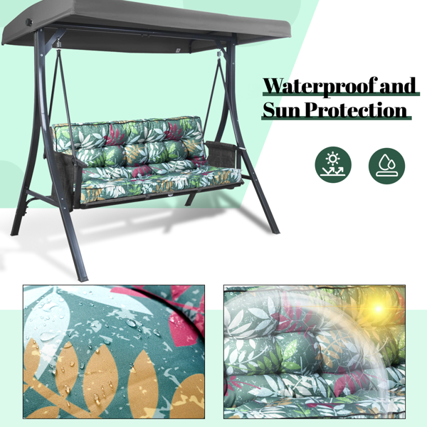 Outdoor Swing Cushion 70 Inch Waterproof 4-Inch Thick Replacement with Backrest & Ties for Garden Porch