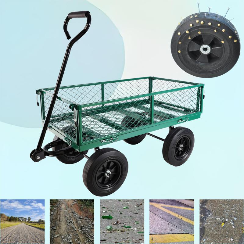 Garden Trolley Cart with Solid Wheels Multi-Functional Tool Cart for Yard and Farm Use