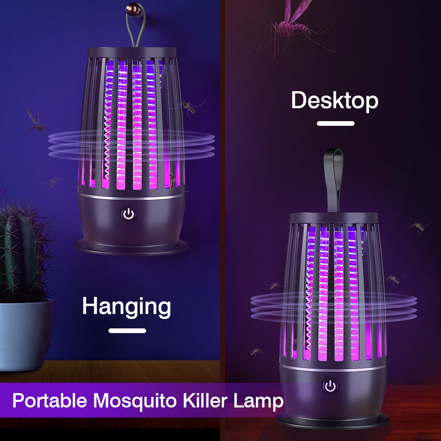 Rechargeable Mosquito Killer Lamp with Night Light and UV Trap for Indoor Outdoor Use