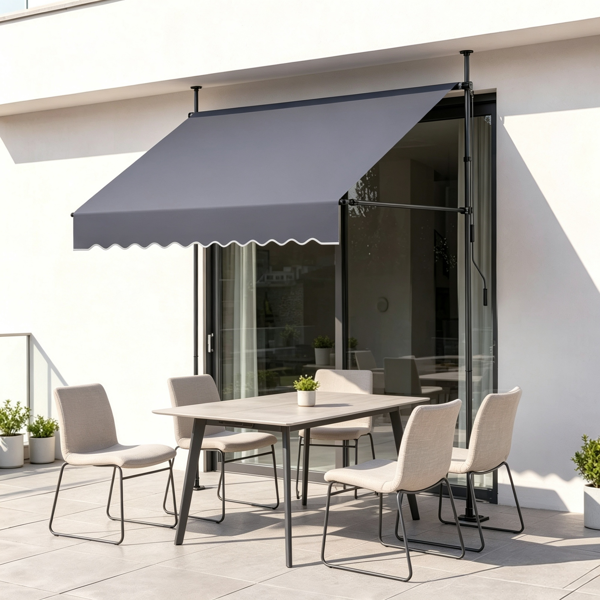 78-Inch Manual Retractable Patio Awning with Adjustable Height & Canopy
