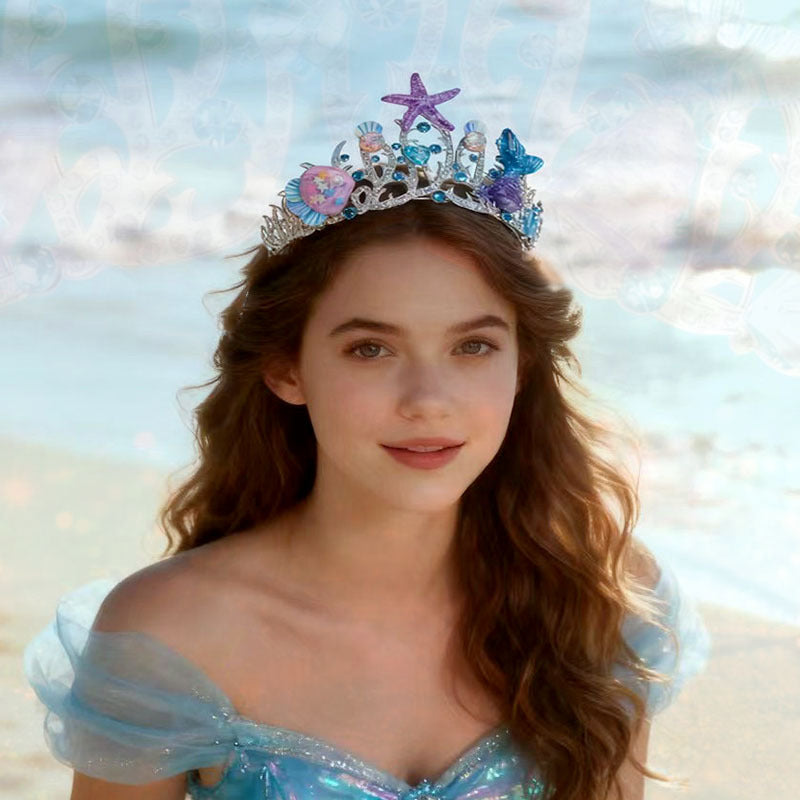 Starfish Crown Headband With Shells - Blue