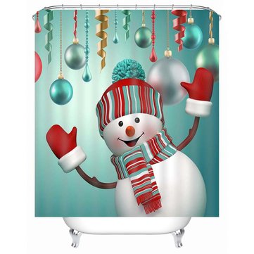 Waterproof 3D Christmas Snowman Shower Curtain - Bathroom Decor 180x180cm