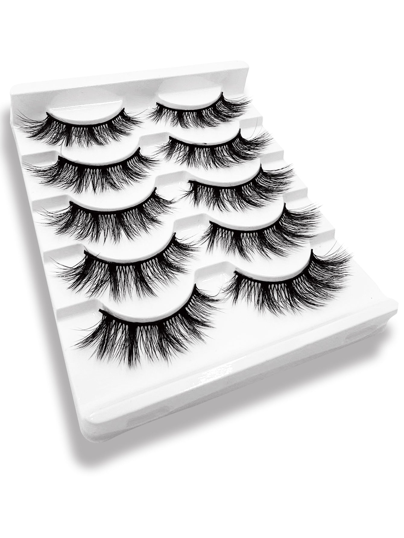3D Faux Mink False Eyelashes - Voluminous Cluster Style, 5 Pairs