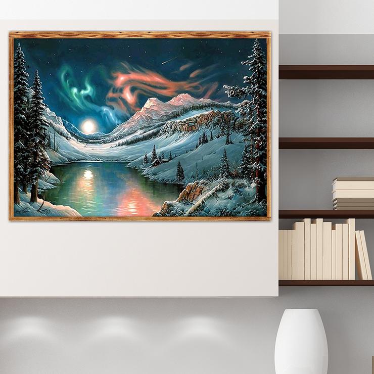 DIY Diamond Painting Snow Lake Home Decor Kit - Multiple Sizes & Shapes