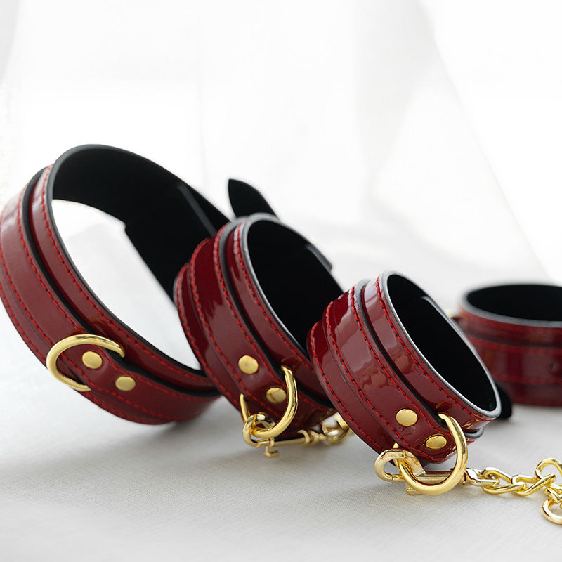 Leather Handcuffs & Ankle Cuffs BDSM Bondage Restraint Set