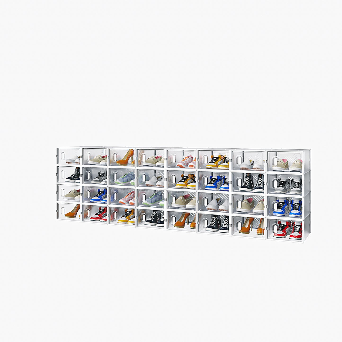 White Small 32PCS 33x23x14cm, Shoebox, Plastic, Grid, Free Combination