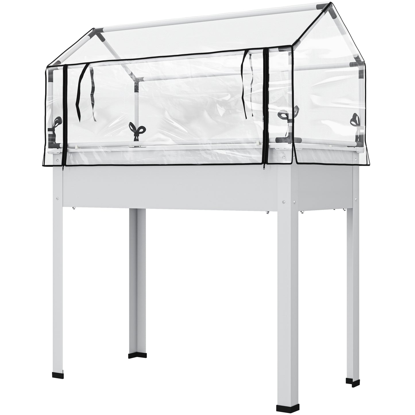 Raised Garden Bed with Greenhouse Cover - White 1090x480x80mm