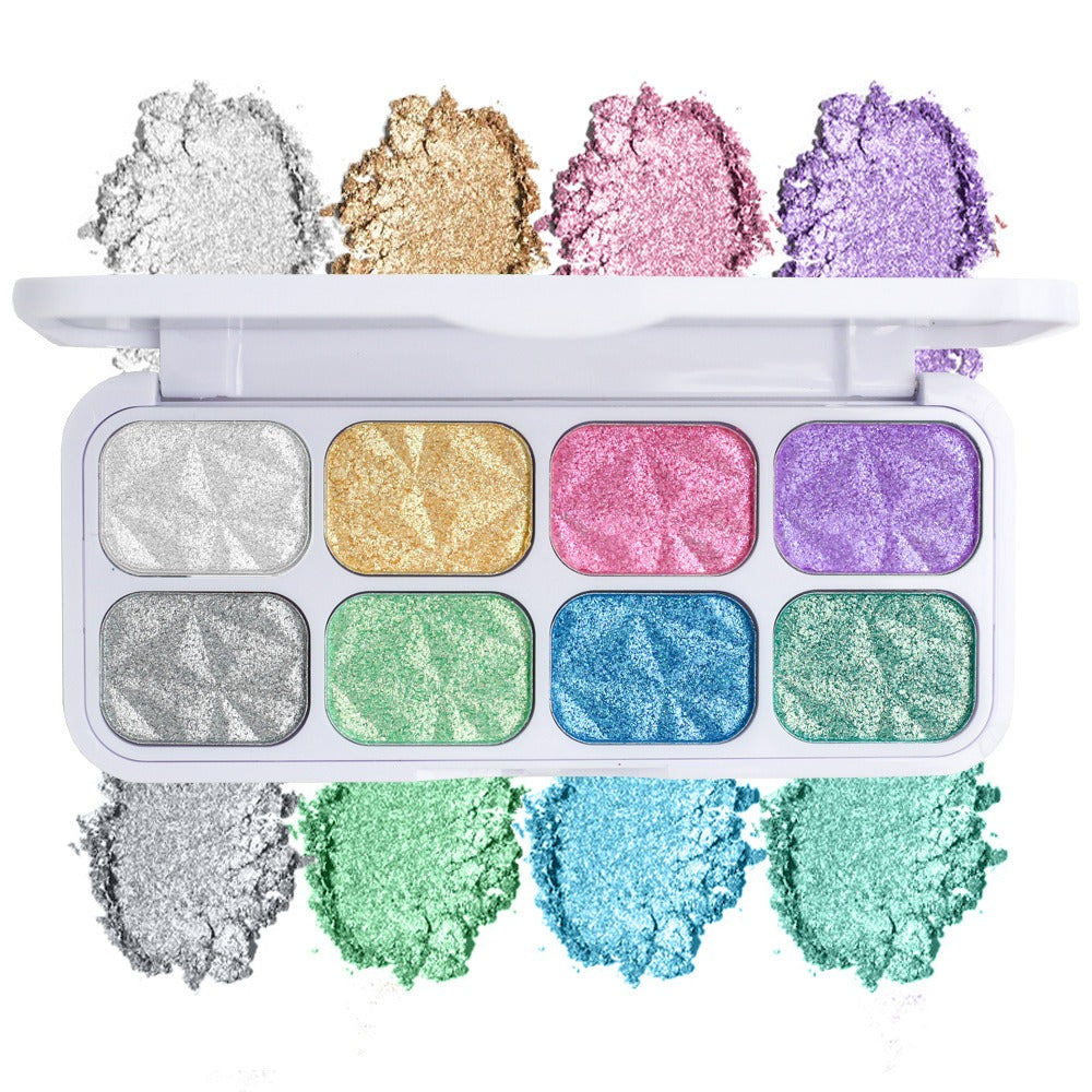8-Color Macaron Chameleon Eyeshadow Palette - Multichrome Glitter Highlighter