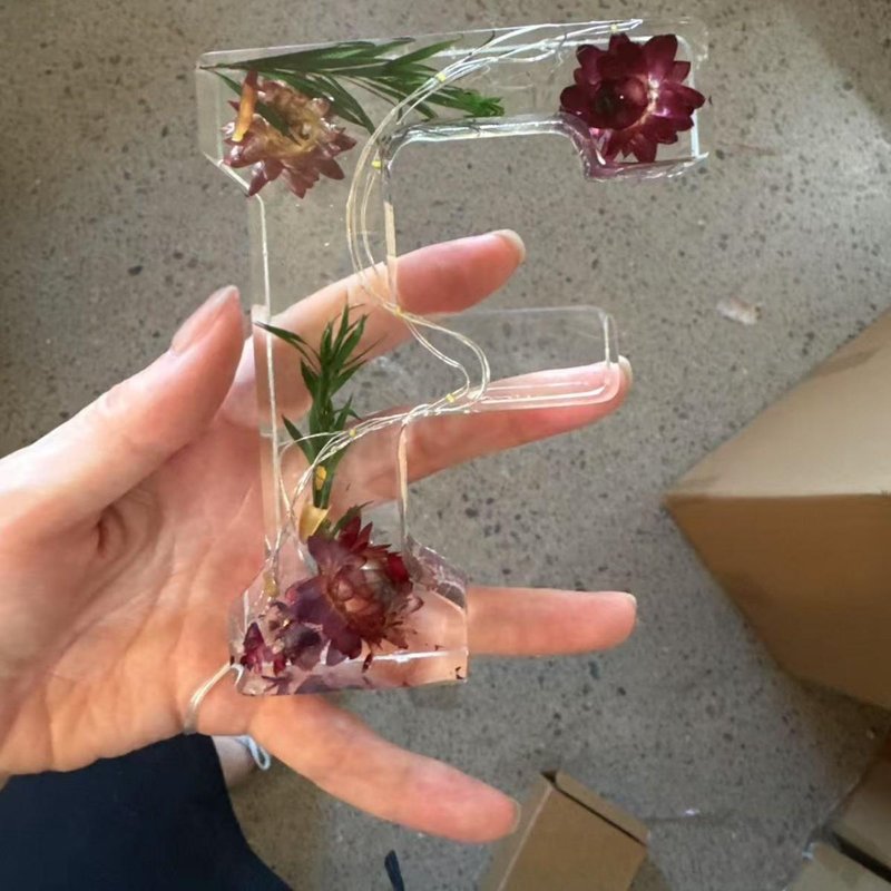 Floral Alphabet Resin Home Decor Gift Without Lighting - Modern Minimalist