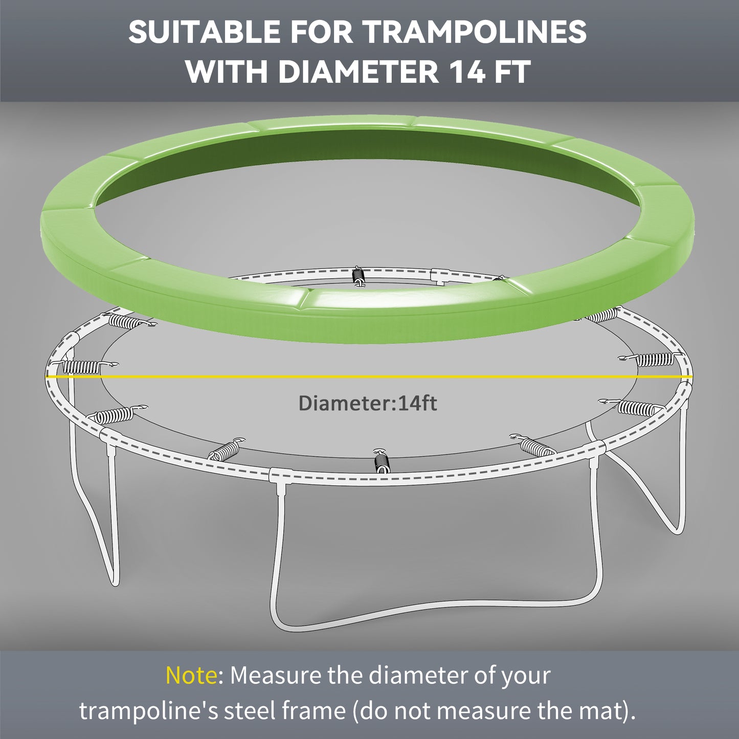14FT Trampoline Replacement Safety Pad - Waterproof Green