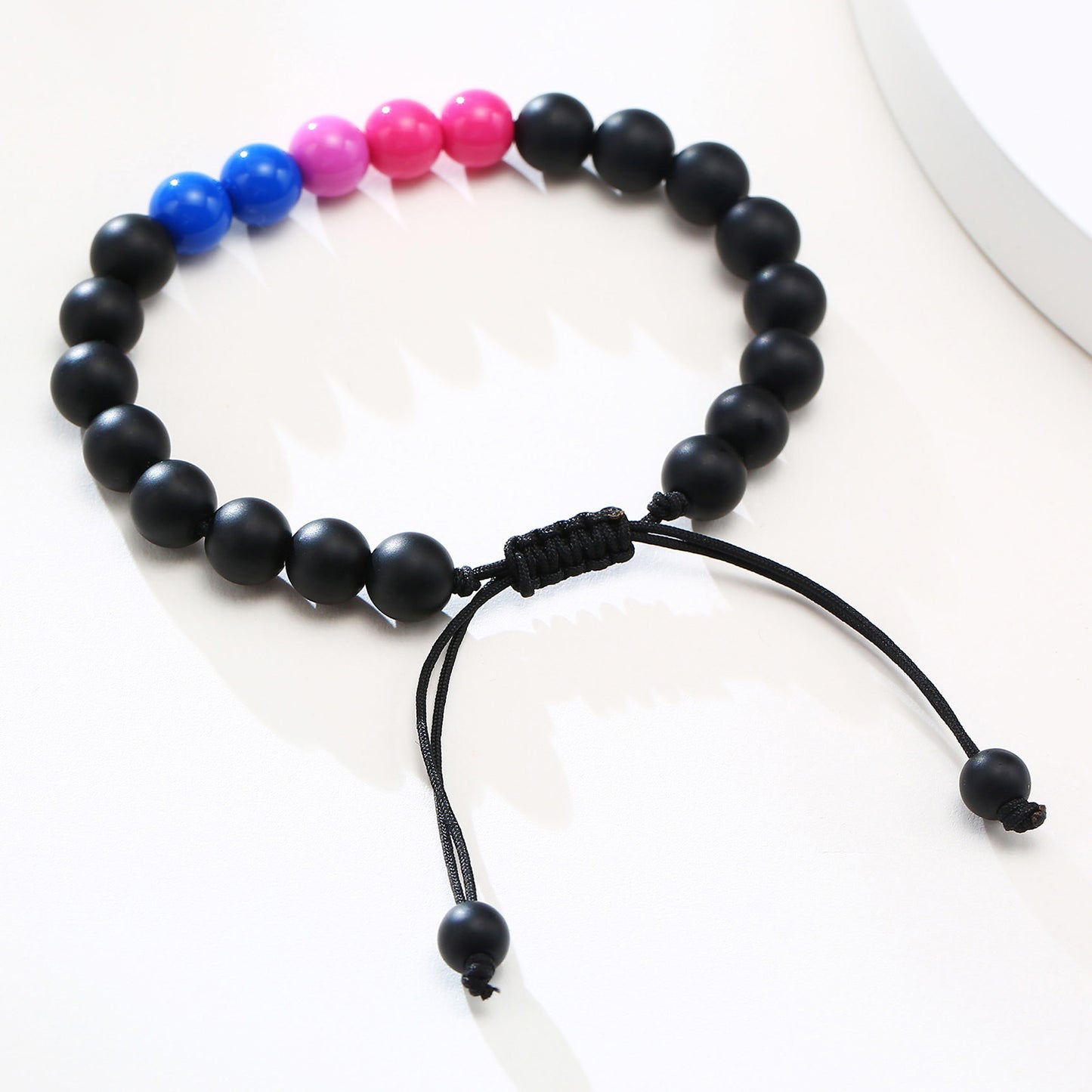 Black Agate Beaded Bracelet - Unisex Friendship Accessory