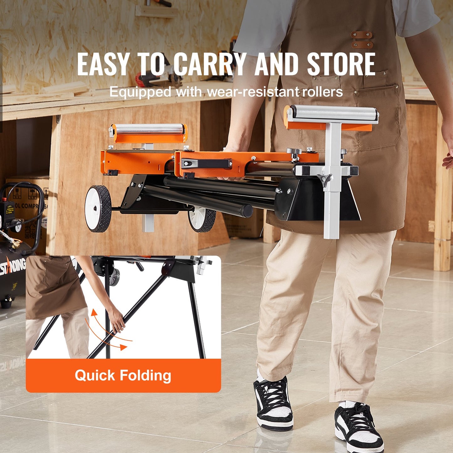 Heavy-Duty Miter Saw Stand with 550 lbs Load Capacity, Foldable & Adjustable