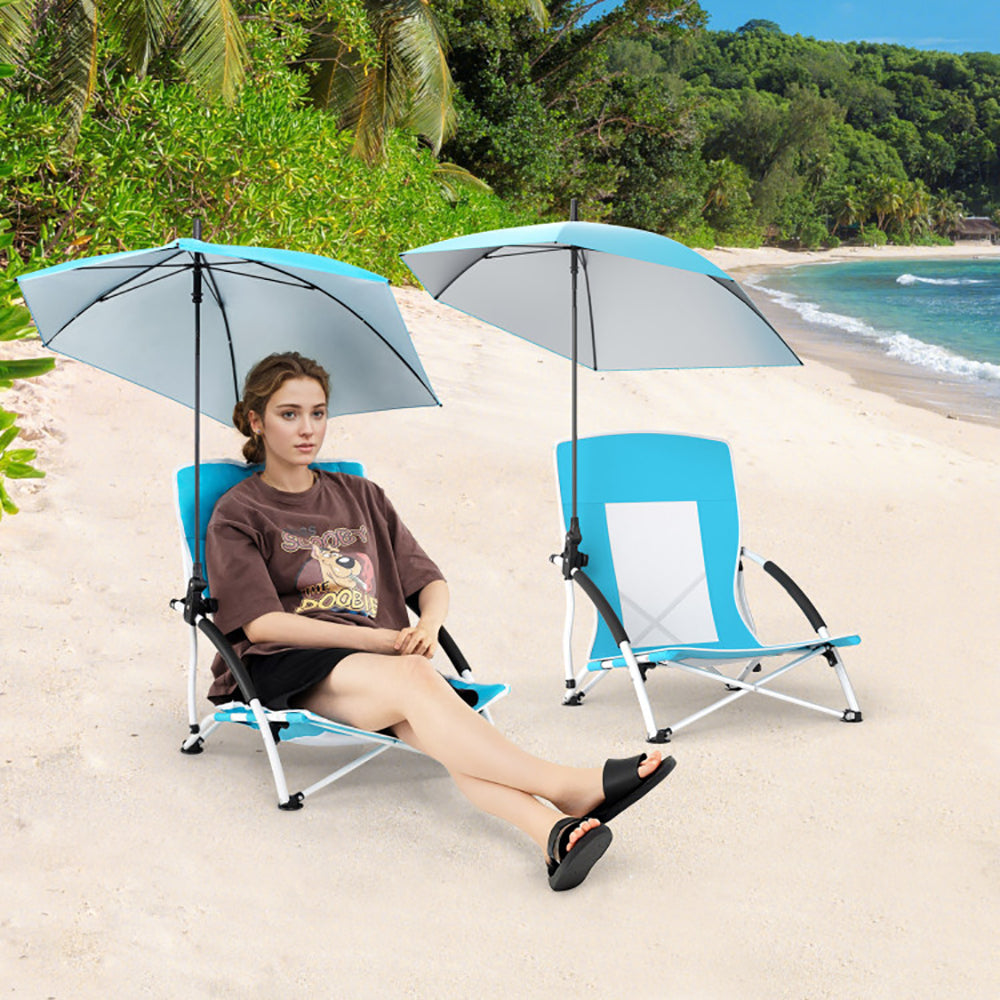 Portable Beach Chair with Adjustable Umbrella - UPF 50+ Protection
