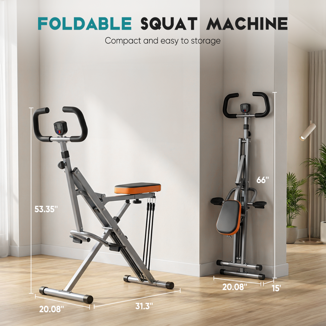 Foldable Home Squat Machine with Adjustable Resistance - 330 lbs