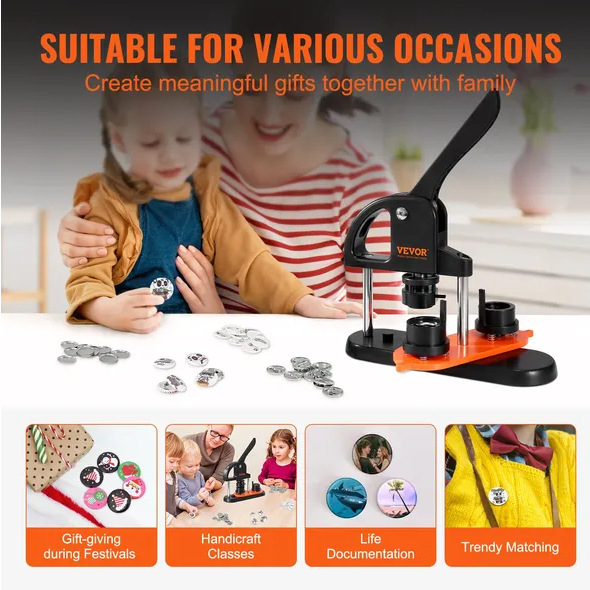 Button Maker Machine with 500 Button Parts & Panda Magic Book