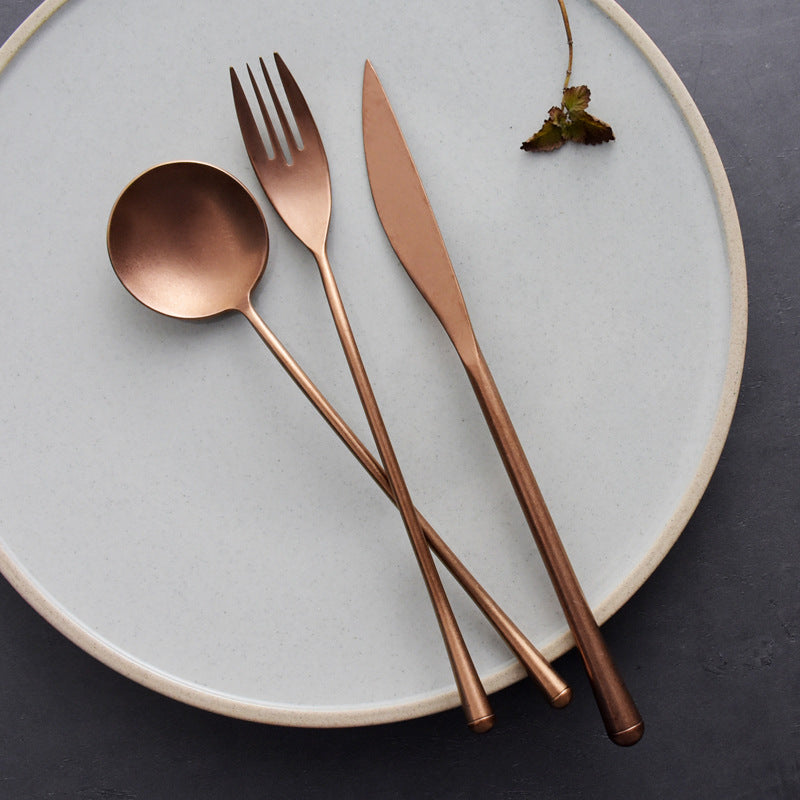 Japanese-Style Stainless Steel Tableware Set - Steak Knife Fork Spoon
