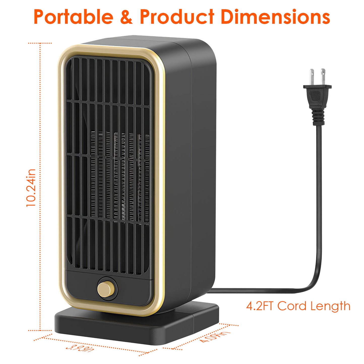 Portable Electric Space Heater 500W with Overheat & Tip-Over Safety - Fast Heating for Home & Office