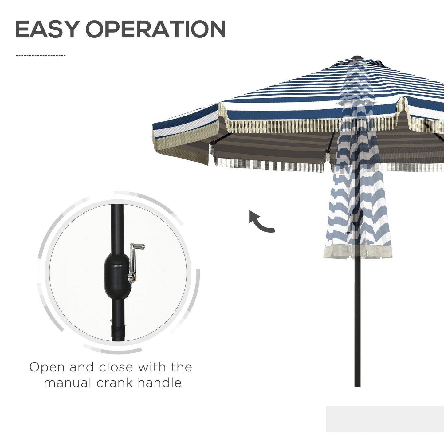 9ft Outdoor Patio Umbrella with Crank & Tilt - Blue Stripe
