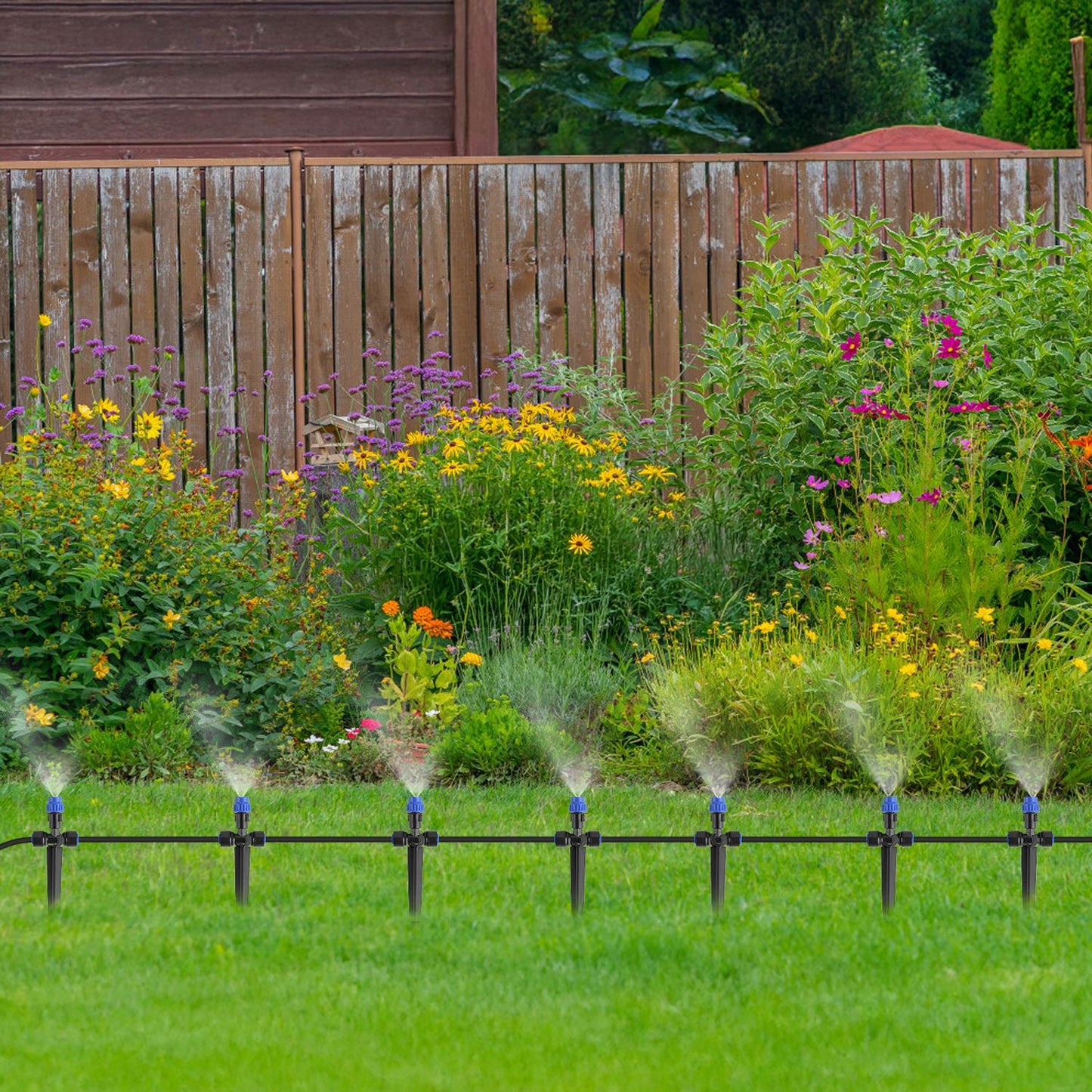 75FT Garden Drip Irrigation System with Adjustable Misting Nozzles and Quick Connect