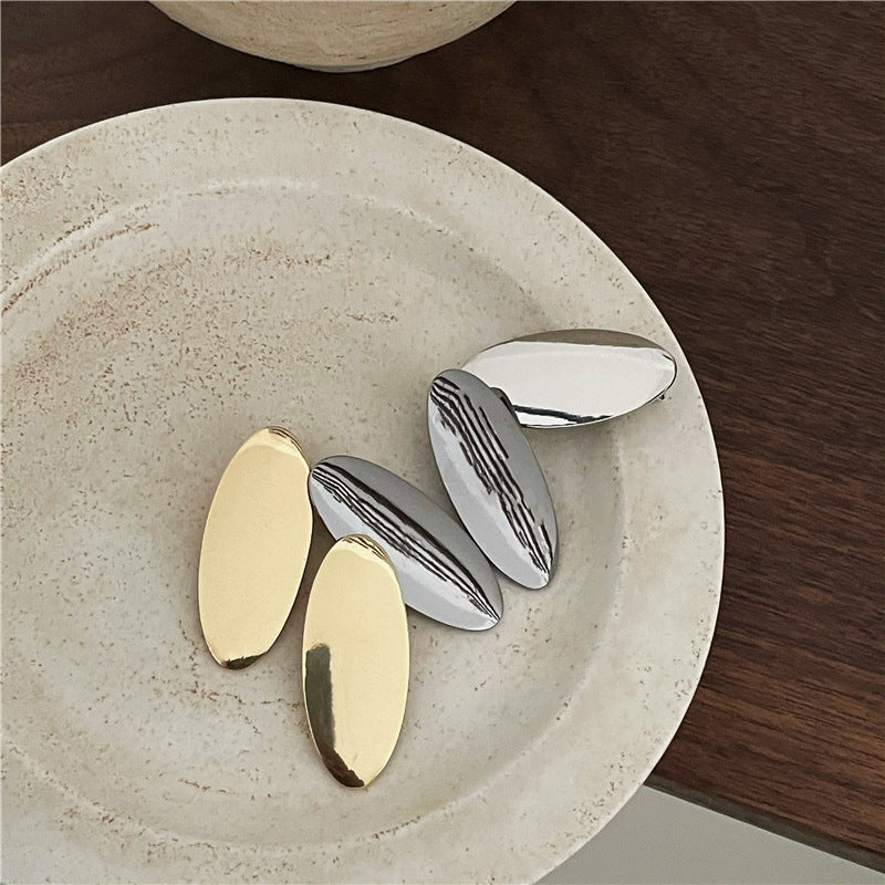 Metallic Alloy Hair Clips - Korean Style Textured Oval Barrettes for Hair Accessories