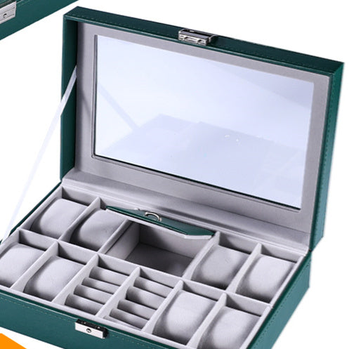 Leather Watch Storage Box with Multiple Compartments - Creative Home Organizer