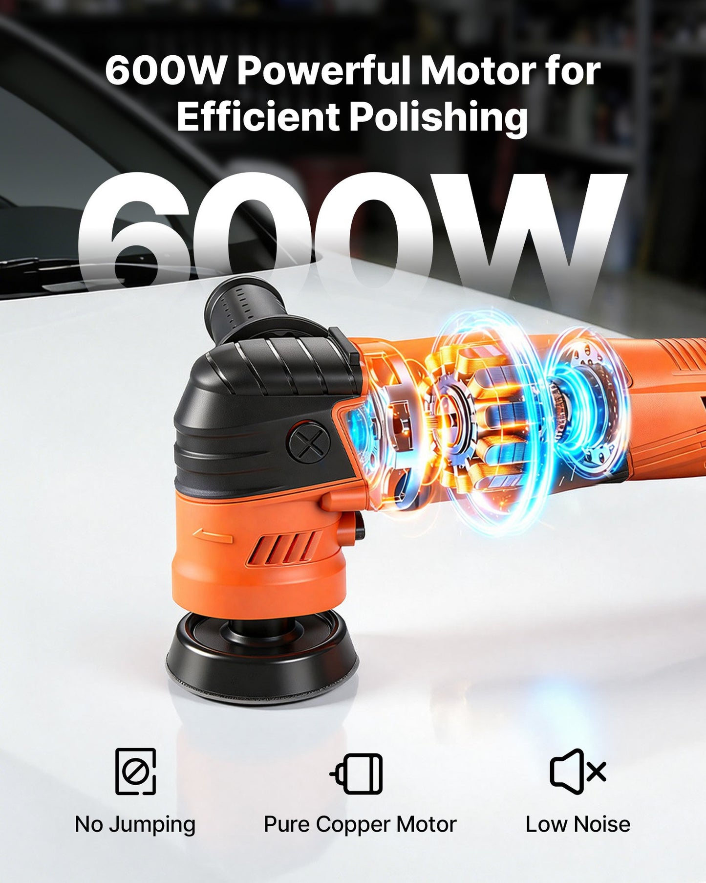 Car Buffer Polisher Kit 600W 3 Sizes Rotary Polisher for Detailing, Waxing & Scratch Removal