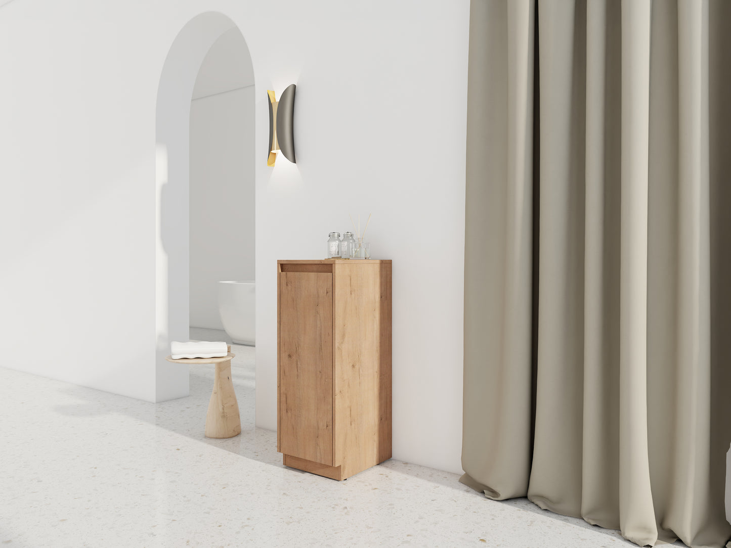 12 Small Freestanding Storage Cabinet, Soft Close Doors, Imitative