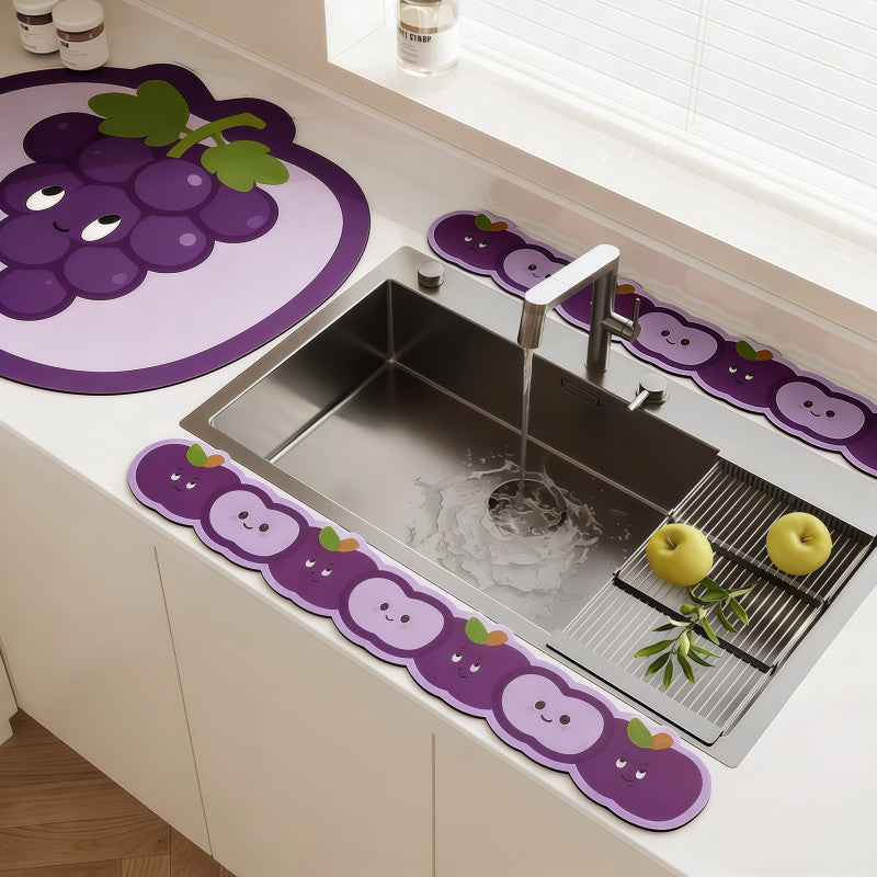 Cartoon Absorbent Drainage Mat for Kitchen Countertop - Set of 3