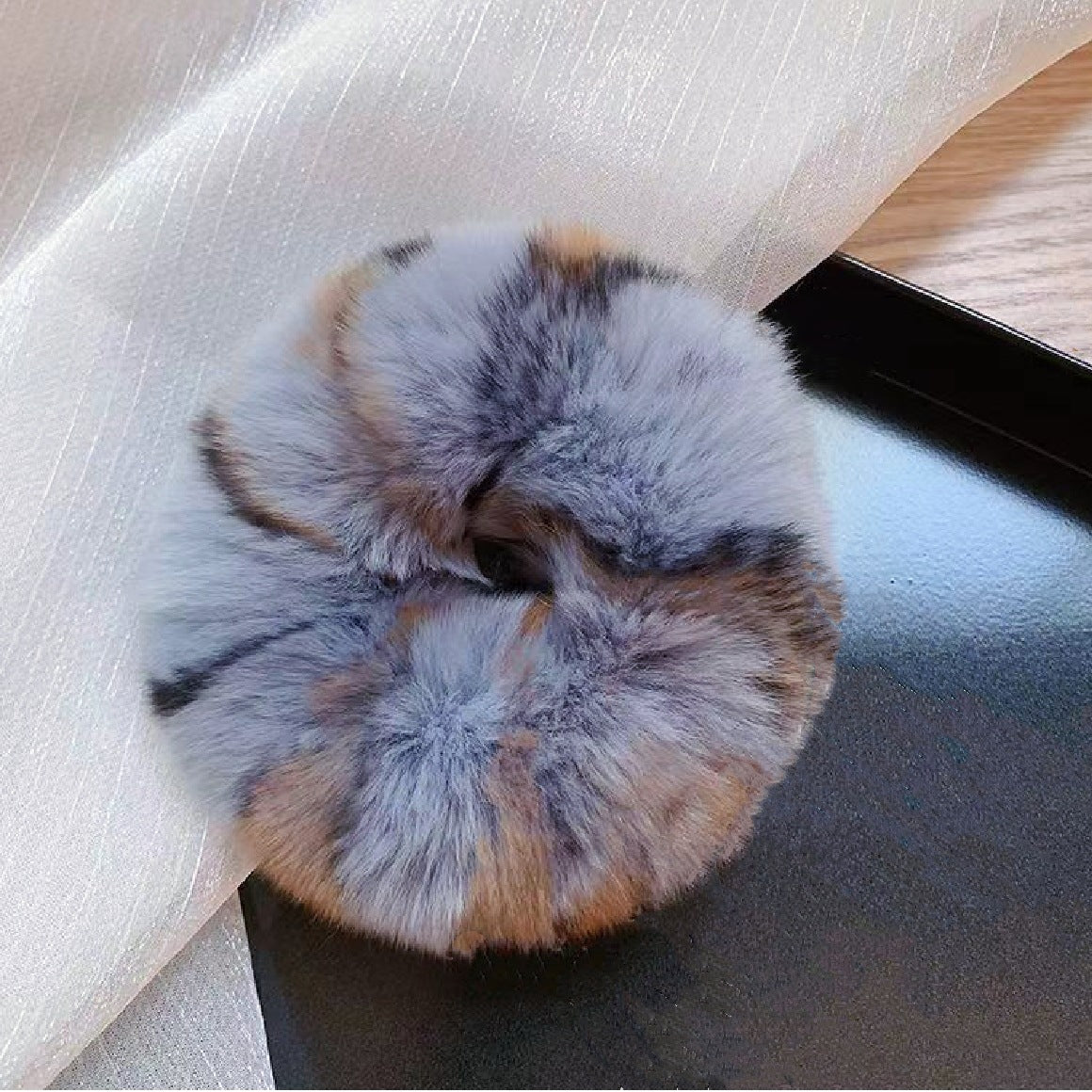 Plush Hair Ring with Rabbit Hair - Multiple Colors