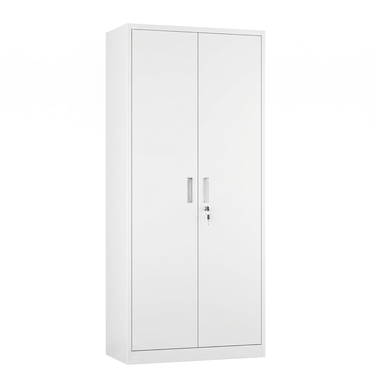 Lockable Metal Garage Storage Cabinet with 4 Adjustable Shelves - White