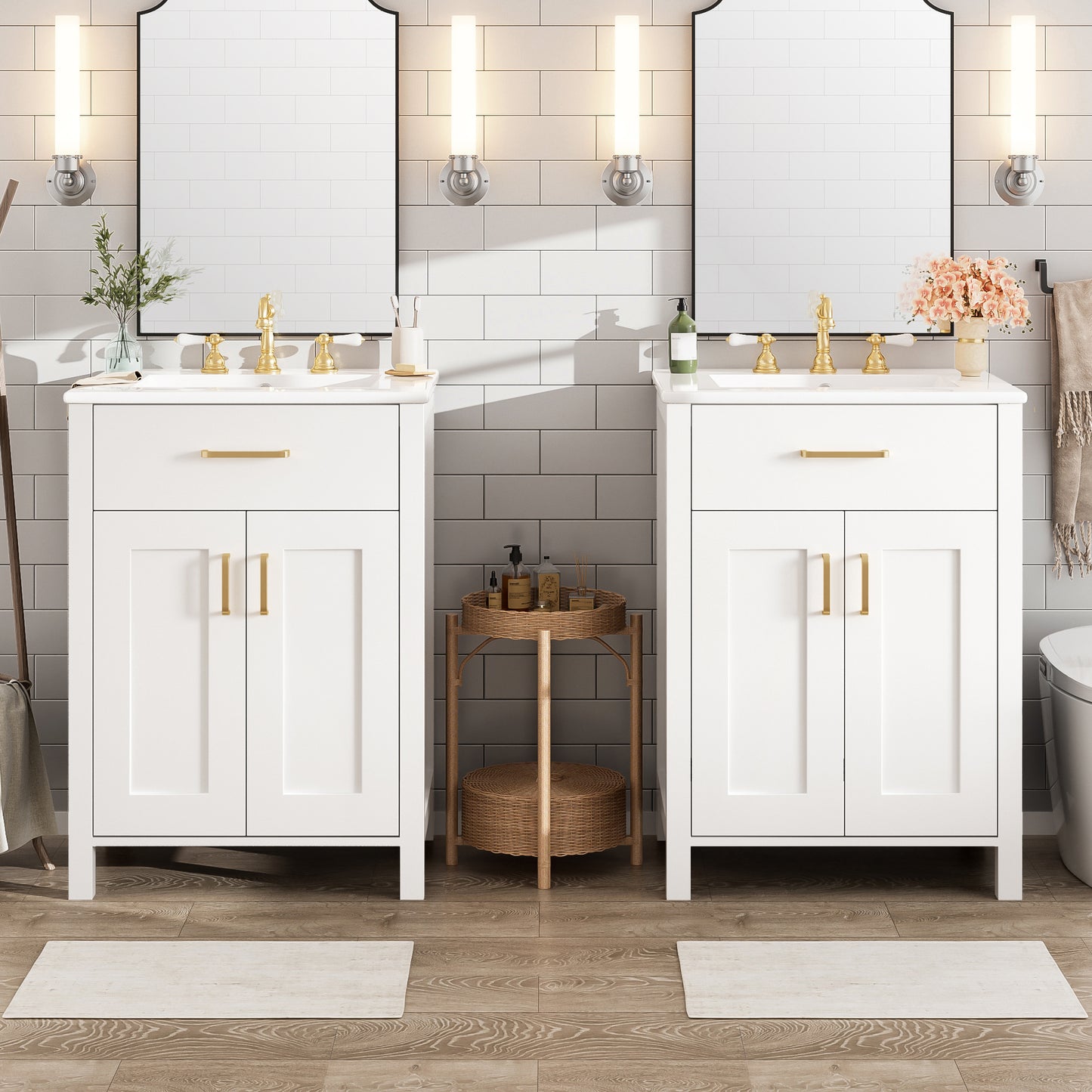 48-Inch Modern Bathroom Vanity with Ceramic Sink & Soft-Close Doors