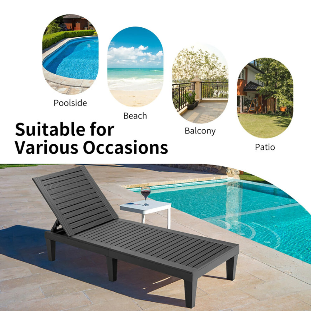 Outdoor Chaise Lounge Chair With 5 Positions Adjustable Backrest For