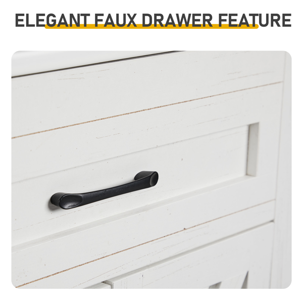 30-Inch Water-Washed White Double Barn Door Vanity Cabinet