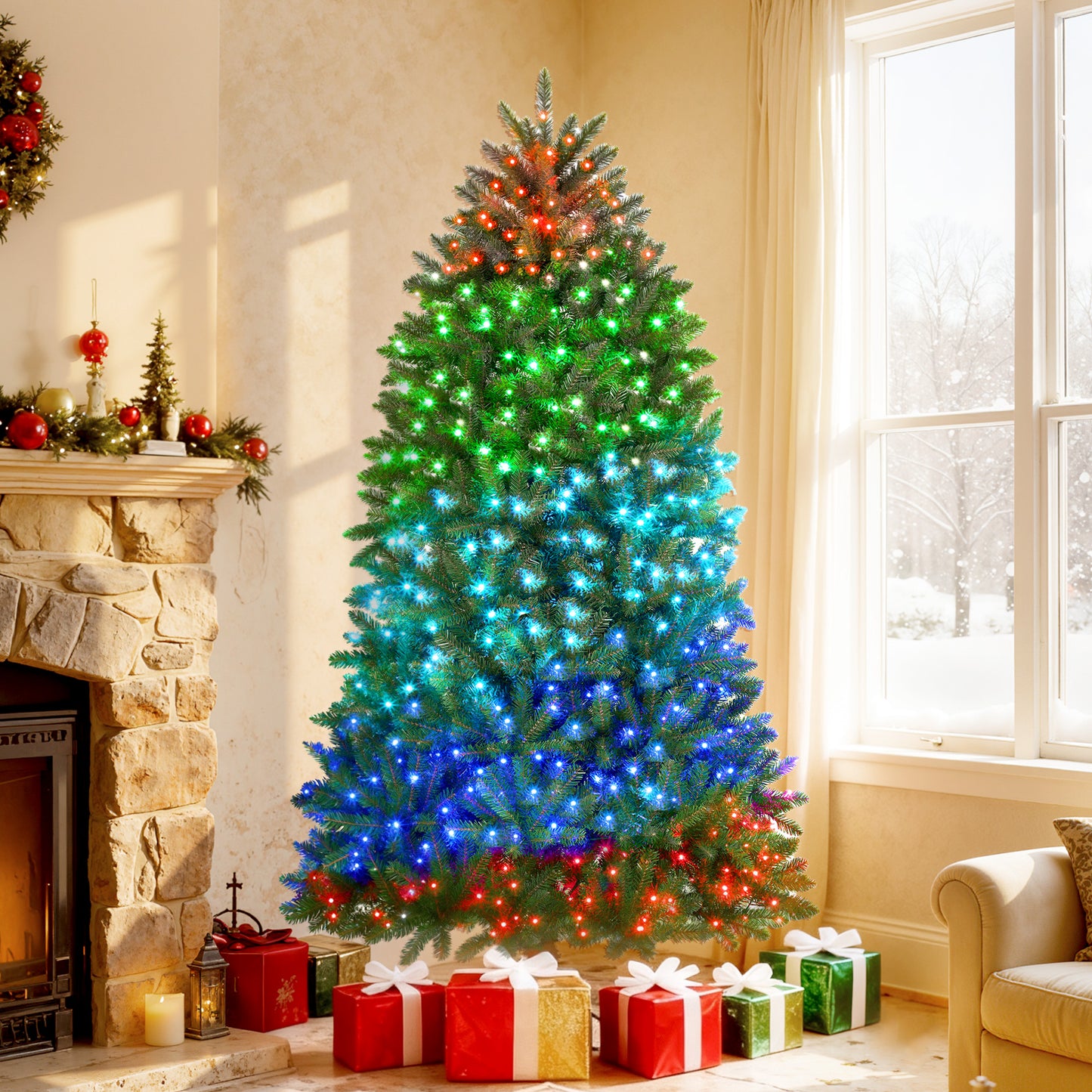 6ft Prelit Christmas Tree with Smart App Control & Full Spectrum LEDs