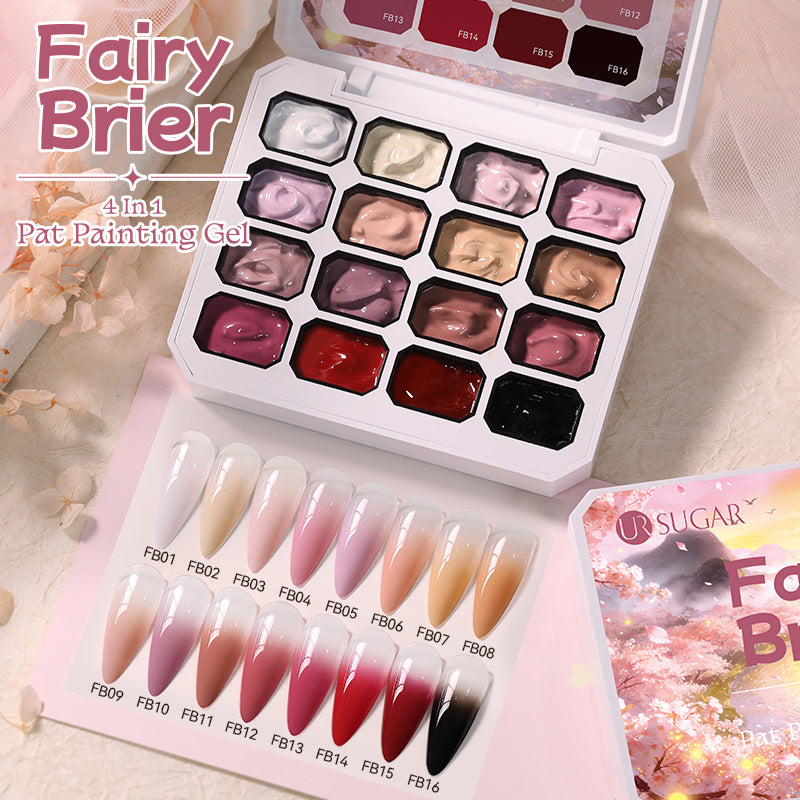 16 Color Nail Art Glitter Gel Set - High Chroma Gradient & Solid Painting