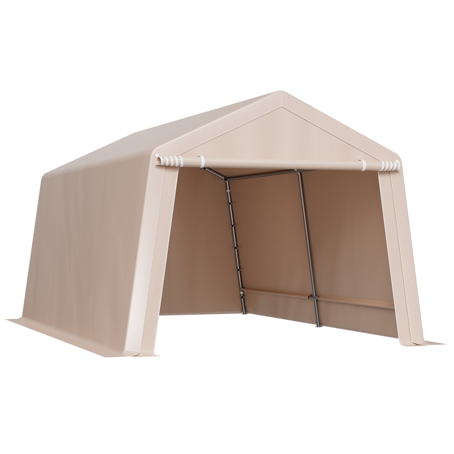 10x15 Ft Waterproof Outdoor Storage Shelter with Metal Frame and Canopy