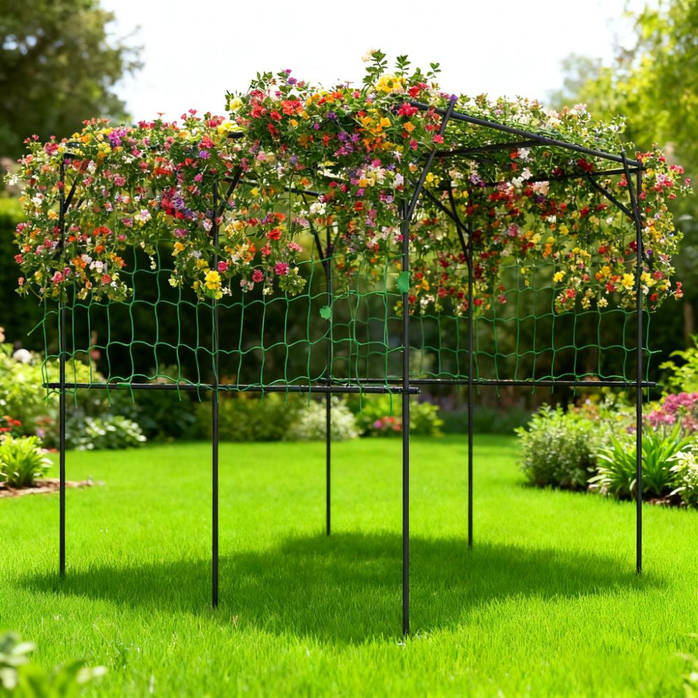Metal Garden Arch Trellis for Climbing Plants - Black
