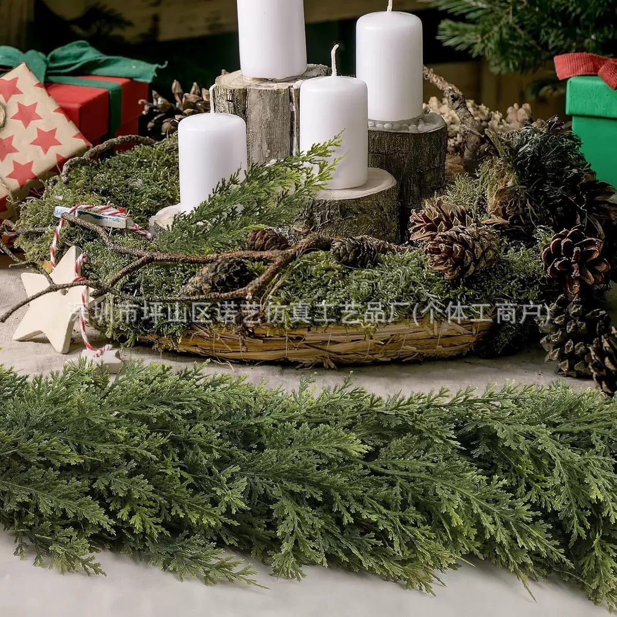 Christmas Pine Needle Garland - Soft Rubber Feel Festive Holiday Decor