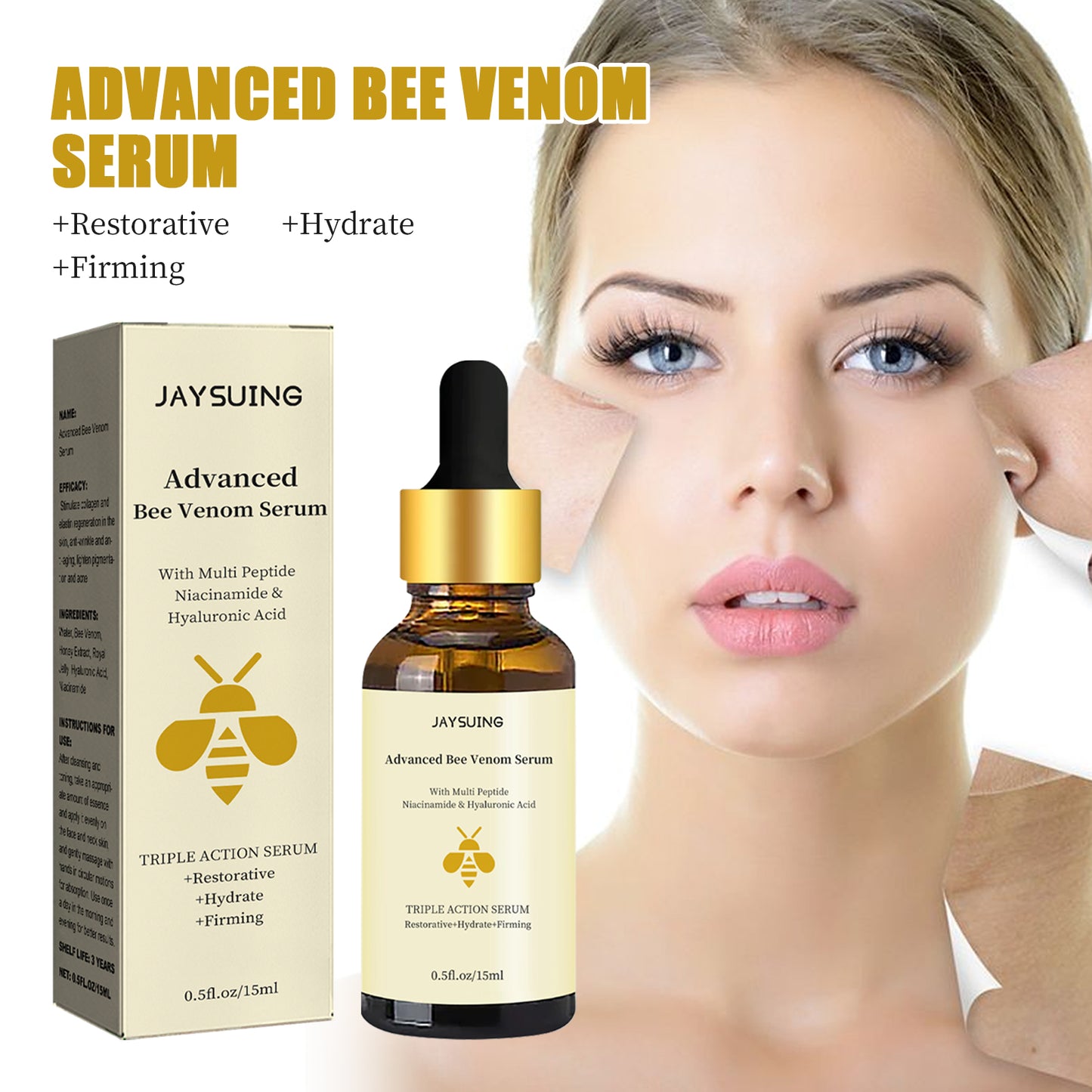 Bee Venom Anti-Aging Face Essence - Moisturizing Firming Skin Repair