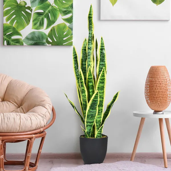 Realistic 35.5-Inch Artificial Snake Plant for Indoor & Outdoor Decor