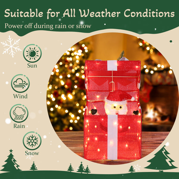 Motorized Pop-up Gift Box with 60 LED Lights - Christmas Decor