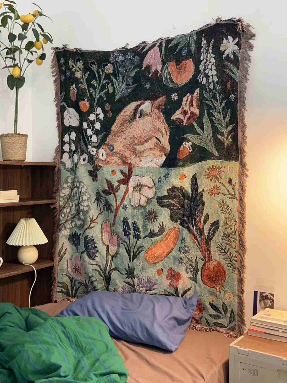 Cartoon Cat Nap Tapestry Home Decor Cotton Wall Hanging