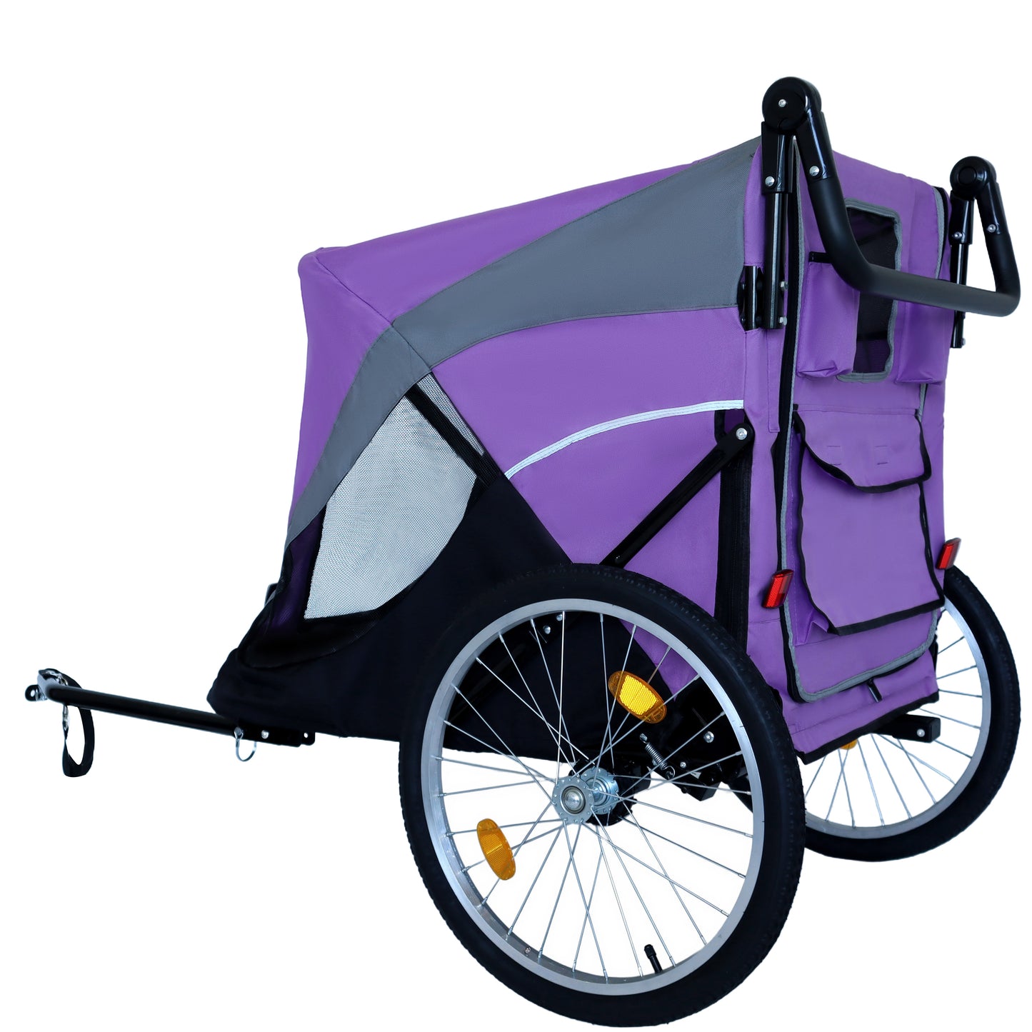 2-in-1 Pet Bike Trailer & Push Cart with Detachable Hitch - Holds Up to 100 lbs