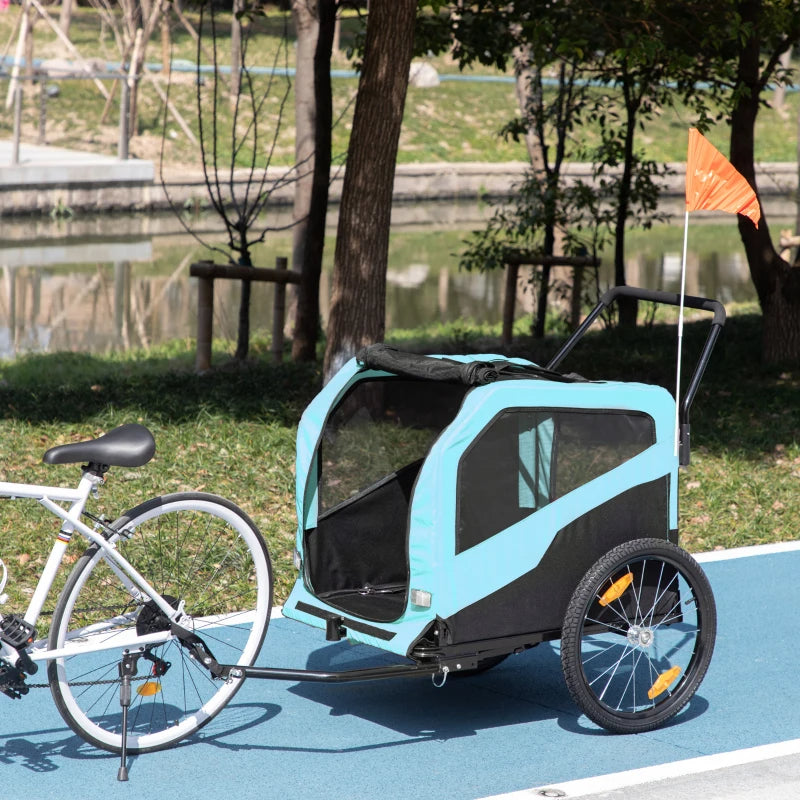 2-in-1 Pet Bike Trailer and Stroller for Large Dogs - Blue