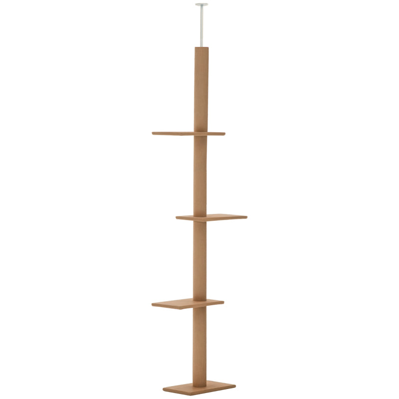 Adjustable Floor-to-Ceiling Cat Tree Tower - 8.5 Feet Tall with Scratching Posts, Soft Carpet, Brown