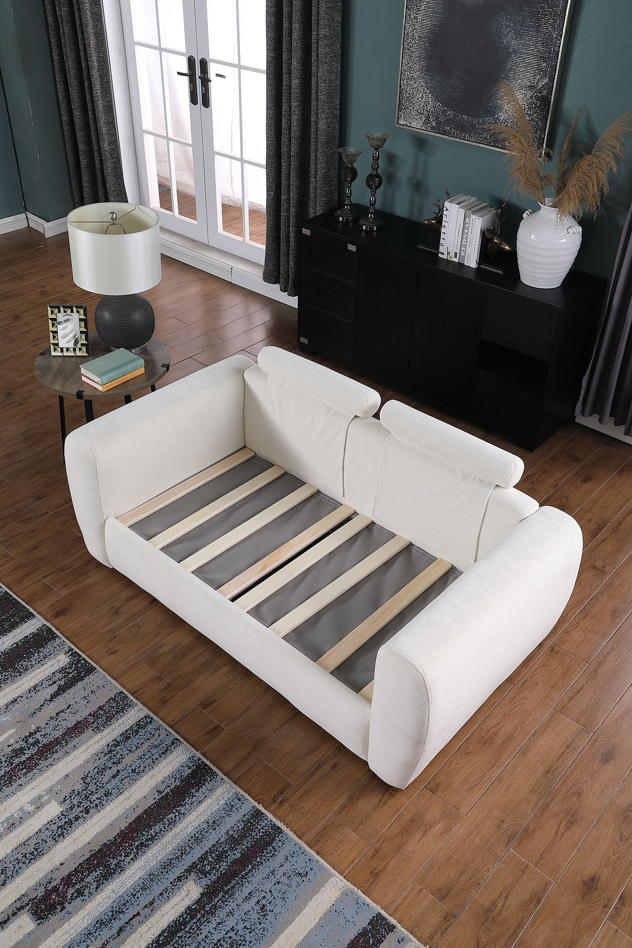 Beige Modern Minimalist Sofa - 2-Seater Medium-Soft Comfort