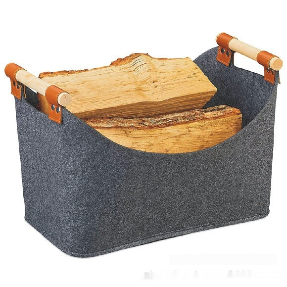 Felt Firewood Storage Basket for Home & Garden - Lightweight Polyester Organizer