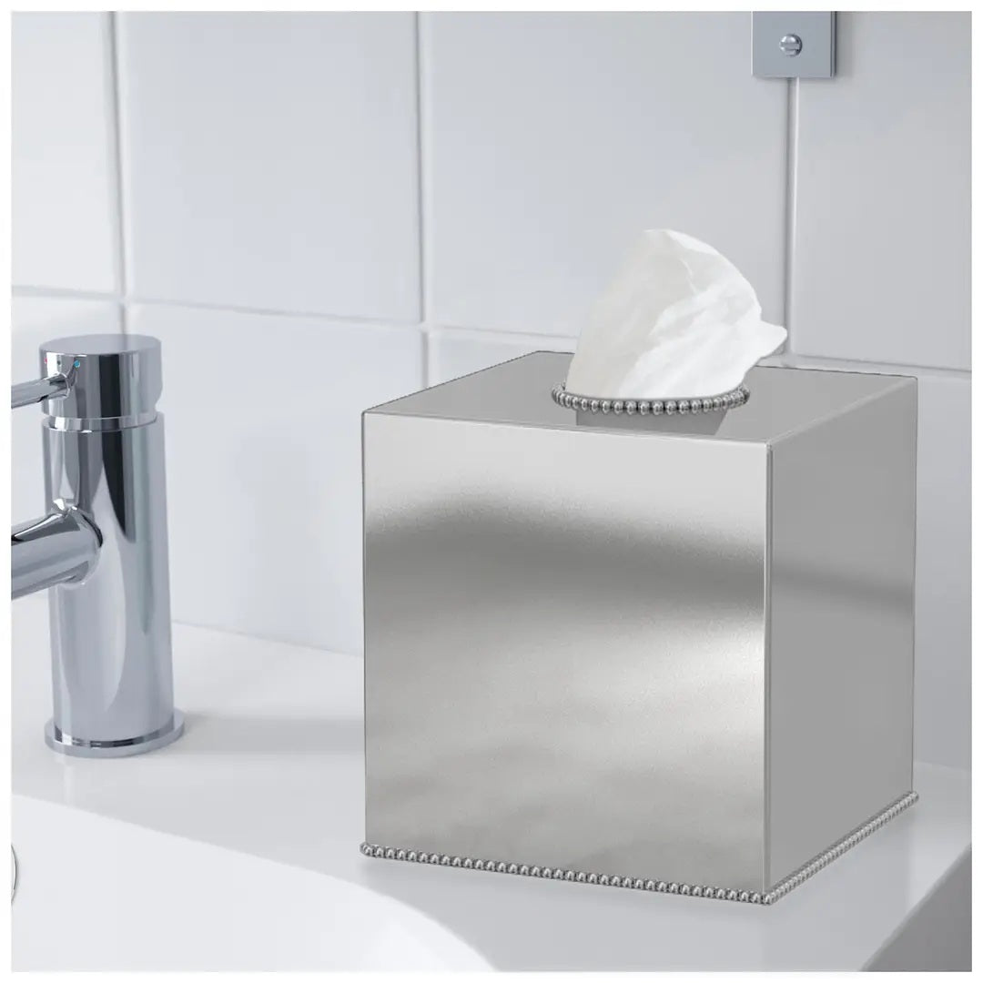 Tissue Box Stainless Steel Square Facial Holder Shiny Finish